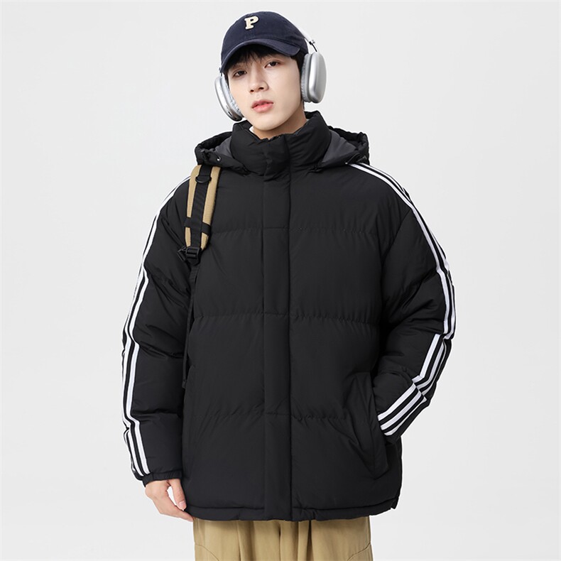 新款棉服冬季三条杠加厚连帽面包服情侣装韩版宽松棉袄MY3972-P90,男装棉衣,电商A128