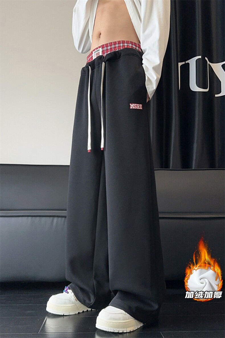 2024冬季新款内景大码双腰头加绒卫裤M-5XHK24886-P50,男装休闲裤,电商A022