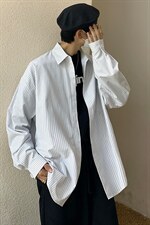 21秋款 条纹衬衫男外套港风潮牌休闲宽松衬衣上衣CS720P45控68图片