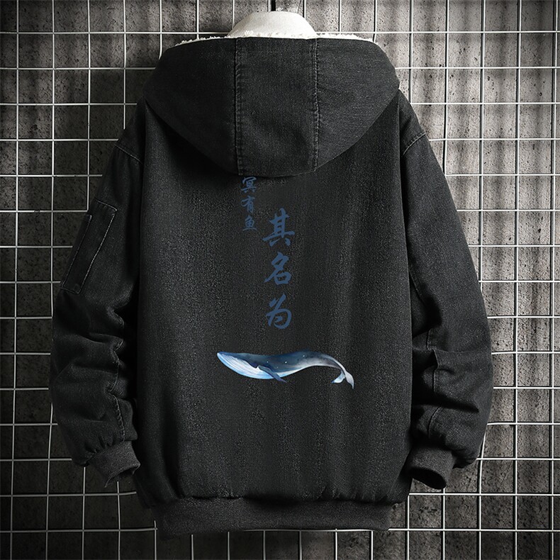 牛仔外套男大码加厚加绒衣男羊羔毛服男NM53261-P140网格,男装棉衣,电商A040A