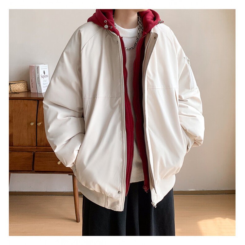 网络图现货假两件棉服外套秋冬宽松棉衣夹克 R8899-P115图片