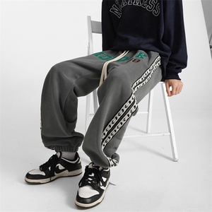 秋冬高克重双面摇粒绒织带刺绣束脚裤M~5XL XZ604-KP86-P65控78图片