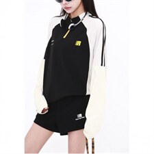 档口现货。T恤男女长袖宽松百搭拼色卫衣ST739-P43，男装T恤，星座412-1