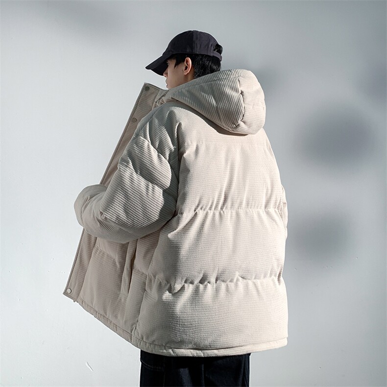 冬季青少年灯芯绒连帽棉衣潮牌羊羔毛加绒加厚棉服外套5305-P85,男装棉衣,电商B306