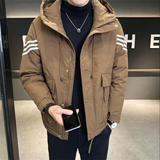 DS-A225-66851冬季新款男士连帽标羽绒服休闲潮流百搭保暖上衣，男装羽绒服，电商A225