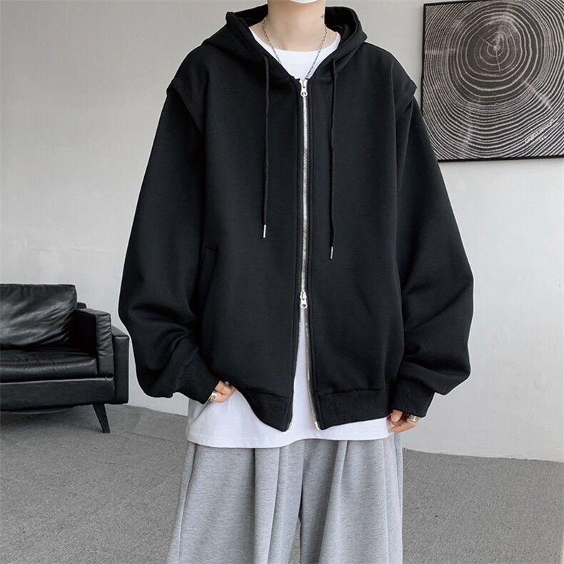 cleanfit重磅连帽卫衣男美式高街假两件开衫短款垫肩外套KS003P68,女装短外套,电商B312