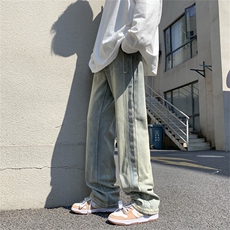 美式潮高街牛仔裤男直筒宽松复古拼接休闲长裤N05021-P45，男装牛仔裤，星座308B-1