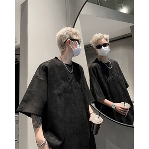《 21万针 》重工刺绣 麂皮绒短袖T恤男生体恤XZ514-2-202466-P58图片