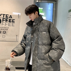 港风立领PU皮复古做旧面料金属飞机扣设计棉衣男MY77726P148控198，男装棉衣，星座227-7