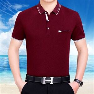 爸爸夏装短袖棉t恤中老年人男装夏季上衣中年男士polo衫夏天衣服,男装T恤,电商B212（原钱塘6029）