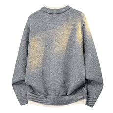 MH5544-CG-3DP55假两件圆领亨利领毛衣慵懒风男针织衫高领线衫，男装针织衫/毛衣，星座510A-5