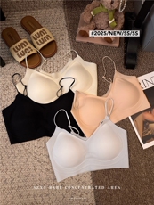 冰丝无痕吊带美背女内衣薄款无钢圈透气清凉美背文胸大胸显小，女装背心吊带，梦白服饰厂