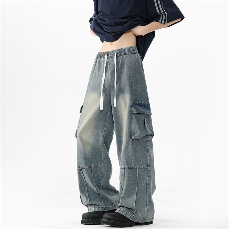 2026无影墙春季水洗大口袋工装牛仔裤男美式高街-A1158TP55控88，男装牛仔裤，电商B241