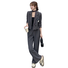 新品高级灰休闲套装送丝巾2C2368015P175K238，女装套装/套裙，2C236