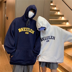 抖音品质情侣装秋冬装简约风加厚连帽套头加绒卫衣G1027P68女，男装卫衣，电商A339