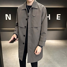 高端简约百搭中长款宽松休闲风衣XZ402-2P118控158-FY2161货足，男装风衣，星座402-2
