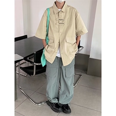 夏季短袖衬衫男女宽松潮流半袖上衣韩版衬衣美式工装休闲外套，男装衬衫，星座601-2