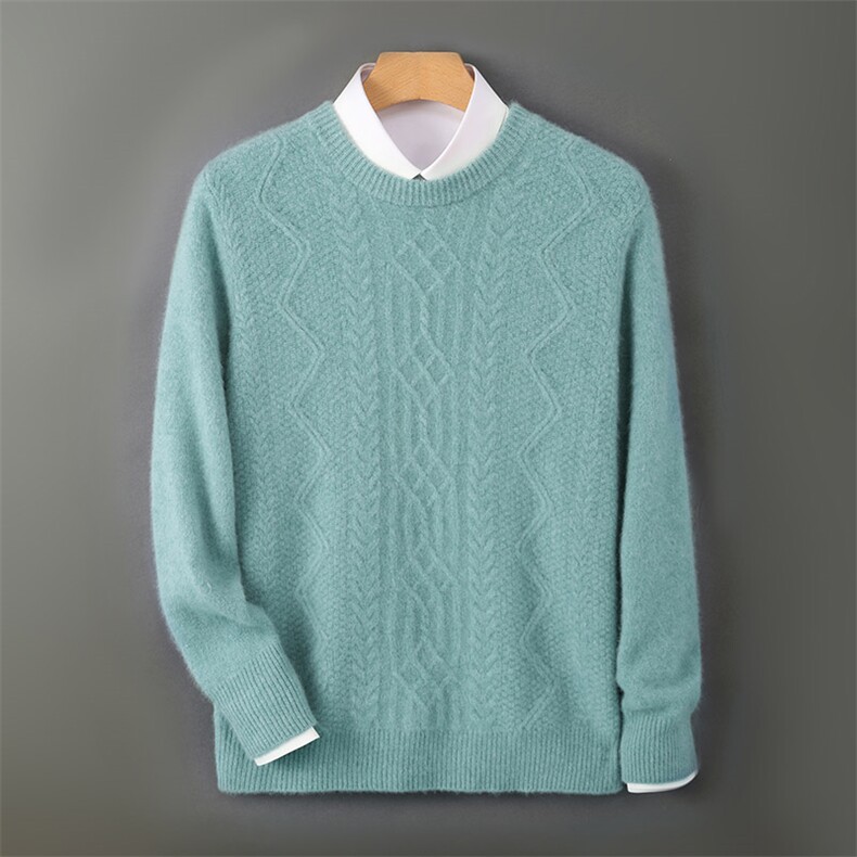 秋冬新款男士羊毛绞花复古休闲毛衣经典百搭舒适保暖男装，男装羊毛衫，德晨羊绒