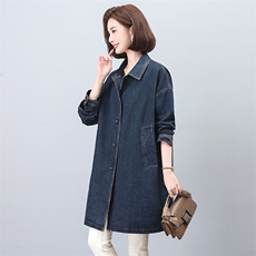 牛仔外套女款2024新款爆款春秋大码宽松气质妈妈风衣初秋薄款上衣，女装风衣，希欧阁