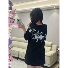 万针全刺绣解构设计260克重磅双纱纯棉高品质美式高街短袖T恤特35，男装T恤，电商A486