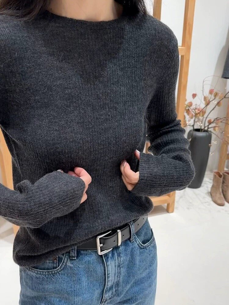 打底衫女2024新款内搭显瘦软糯百搭纯色针织衫,女装羊毛衫,圣旺供货