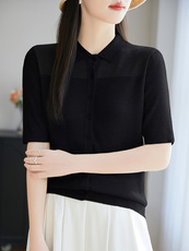 2025年夏季常规夏季羊毛小众高级感女士羊毛针织衫，女装T恤，暖圣羊羊绒