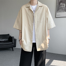 8XL-M亚麻短袖衬衫男夏薄款宽松休闲百搭大码半袖衬衣DC28002P50，男装衬衫，电商B312