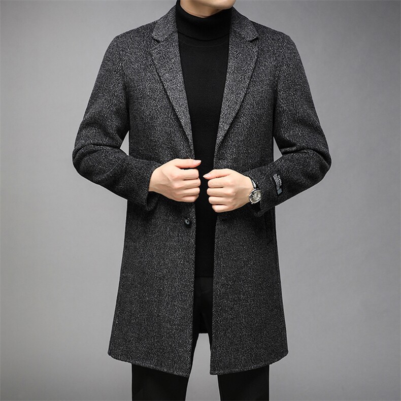 冬季新款男士西装领加厚保暖羊毛呢大衣中年男装可脱卸内胆外套，男装毛呢大衣，电商B212（原钱塘6029）