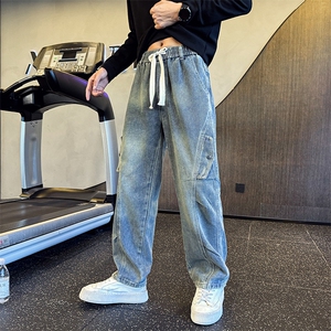 秋冬加厚牛仔裤男士直筒弯刀裤潮牌工装长裤社会小伙潮901N37P58,牛仔衣裤搭配图片男装图片