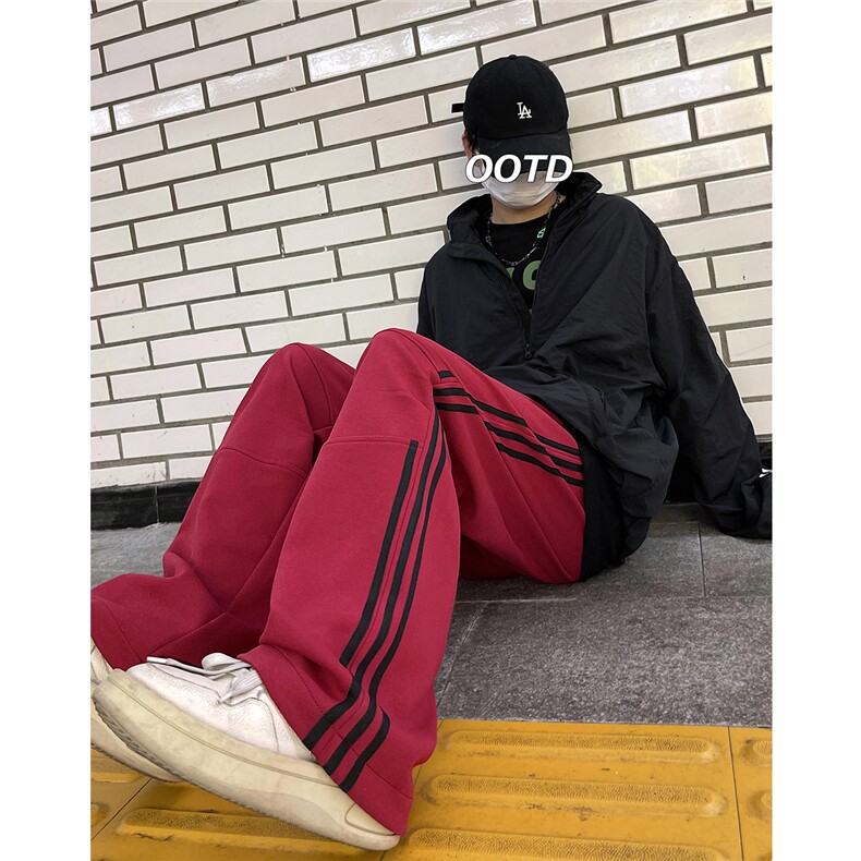 美式三条杠伞兵裤~运动卫裤休闲裤男女XZ502-K695-P55控78,男装休闲裤,星座502