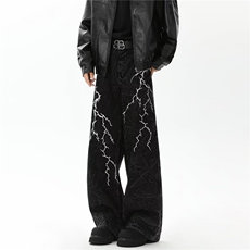 美式高街牛仔裤男士韩版潮流刺绣百搭2024冬季ins长裤RK2307-P51，男装牛仔裤，星座412-2