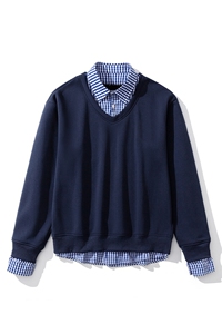 可二开假两件V领卫衣大码M-5XL;100%棉底部100%聚酯纤维78009P58图片
