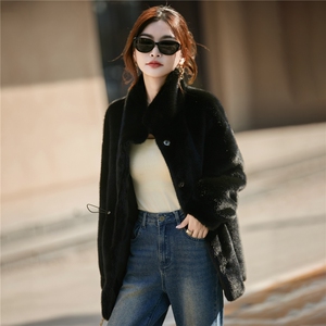 2025年秋季新款百搭女士立领带兜翻盖抽绳外套图片