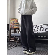 弯刀卫裤男秋冬款加绒加厚美式阔腿休闲裤男士重磅宽松直筒运动裤，男装休闲裤，星座506A