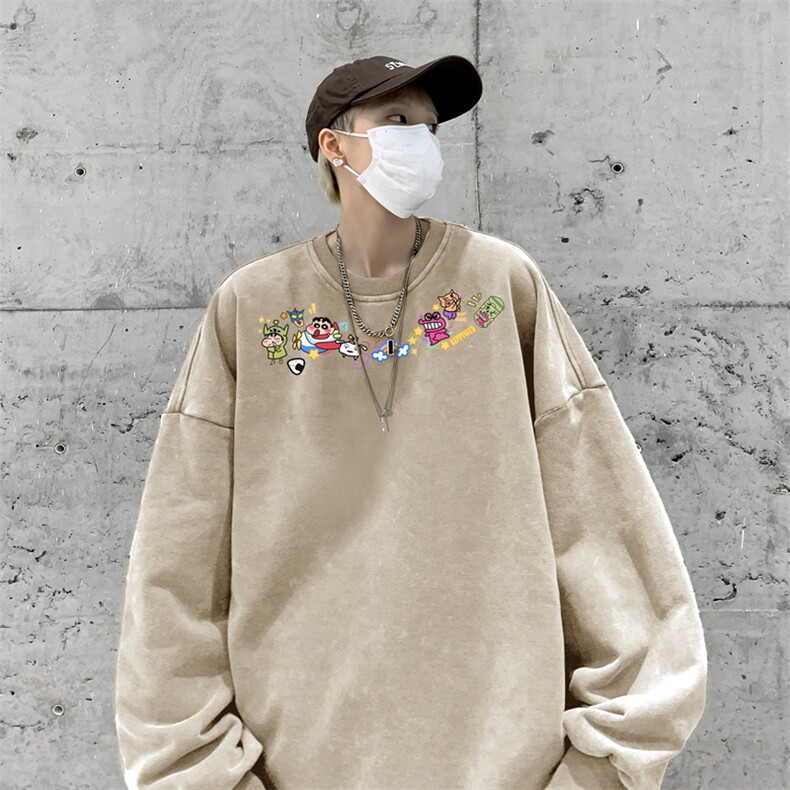 美式潮牌重磅水洗做旧圆领卫衣力推大码男XZ517A-BK5558-P58,男装卫衣,星座517A
