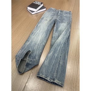 B221 美式ins高街暗黑小众重工艺直筒牛仔裤 LK24348-特P48控89.9图片