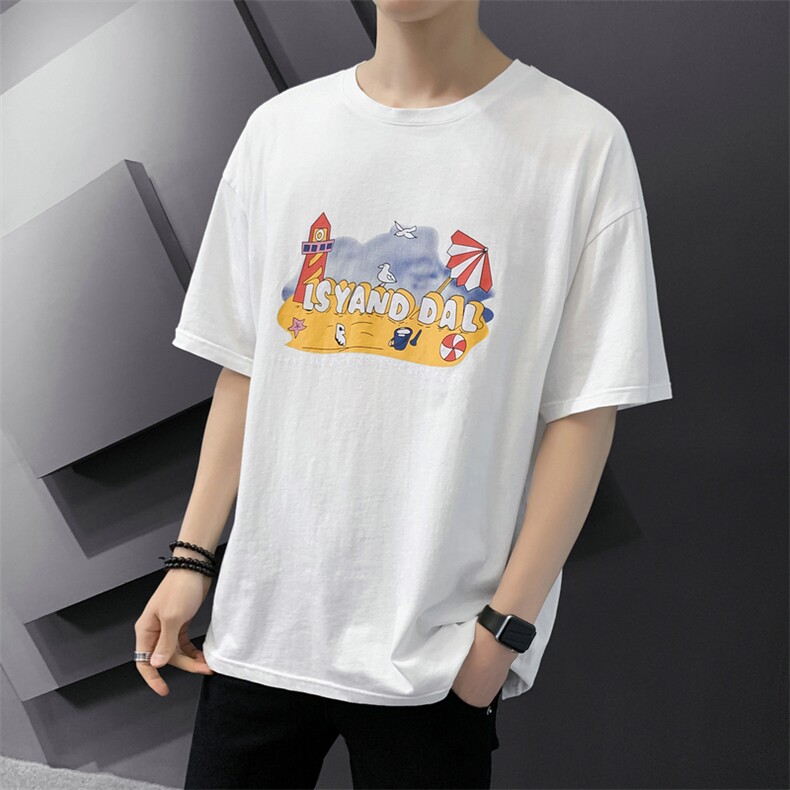 短袖T恤男2021新款夏季时尚印花纯棉体恤衣服DS741TP30,男装T恤,电商A102