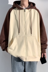连帽休闲卫衣春季撞色长袖外套宽松通勤开衫上衣A436-DX444-P55，男装卫衣，电商A436