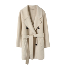 2024年秋冬羊绒大衣女中长款赫本风流行系带呢子外套，女装羊绒大衣，星纬羊绒