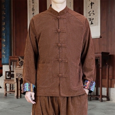 男士外套灯芯绒夹克盘扣立领唐装风XZ1512-2502单夹克-P80，男装夹克，星座1512