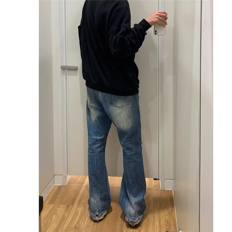 美式高街vibe水洗破洞牛仔裤男潮牌休闲cleanfit长裤WLG777-P45,男装牛仔裤,星座1008
