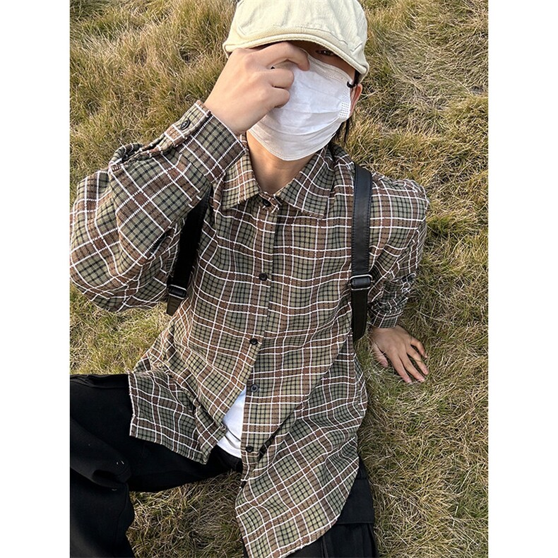 2026春夏新款提花格子长袖衬衫高品质格子衬衫复古外套CS266-P45,男装衬衫,星座301C-5