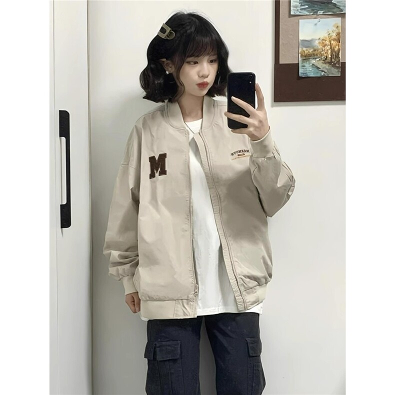 秋季穿搭新款美式复古刺绣棒球服男女宽松休闲飞行员夹克外套潮牌,男装夹克,星座506A