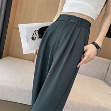 窄版阔腿裤女胖mm大码高腰垂感冰丝直筒高级感西装裤薄款夏，女装休闲裤，云美莎专业女裤-全店现货