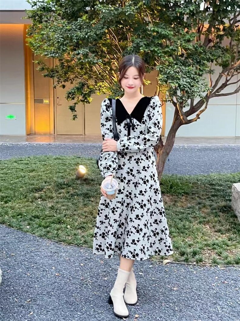 提花拼接连衣裙爆，女装连衣裙，时尚秀衣阁