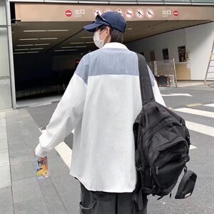 长袖衬衫春款男港风潮流拼接衬衫K8906P34，男装衬衫，星座1116-2