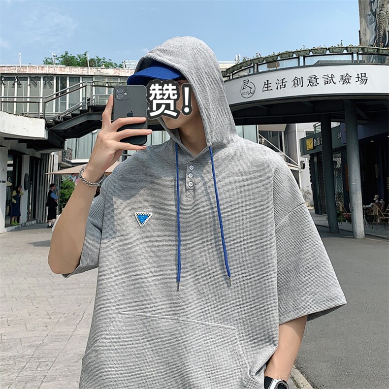 特P38控68华夫格冰丝连帽短袖男夏季外套中性宽松LM01,女装短外套,电商B370