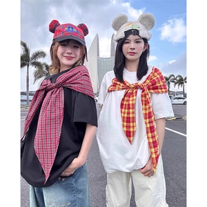 拼接格子布装饰 高品质260克双纱纯棉美式高街短袖T恤 特P35图片