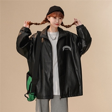 中性鳄鱼纹皮衣大码M-5XL情侣美式字母印花皮夹克JK7815P90控128，男装皮衣，星座227-7