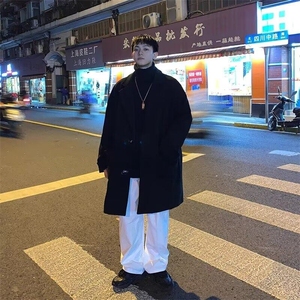 毛呢外套男中长款冬季加厚韩版潮流呢子风衣ins港风冬装痞帅大衣图片